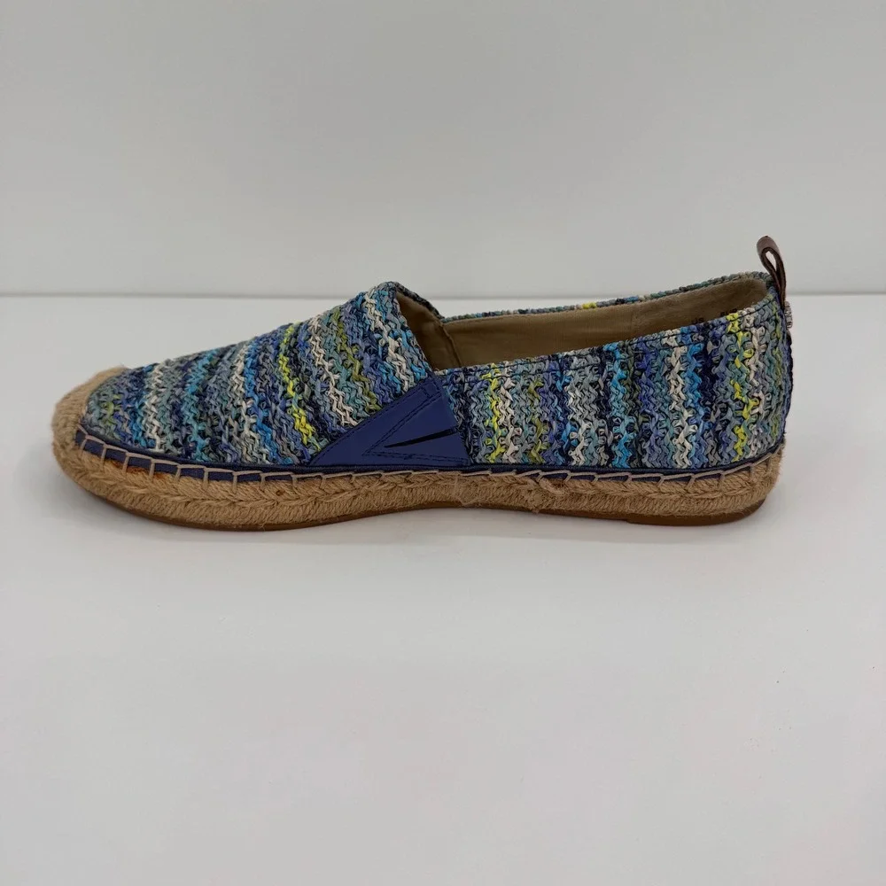 Sam Edelman Women's 9.5M Khloe Blue Multi Woven Raffia Espadrille Flats Shoes